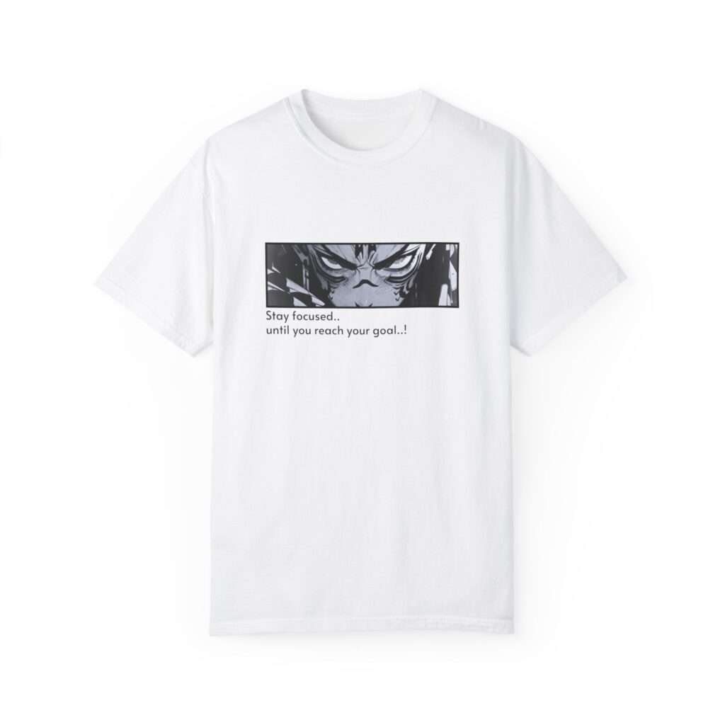 Read more about the article Yuji Itadori Eyes Unisex Garment-Dyed T-shirt with ‘Stay Focused Until You Reach Your Goal’ Quote