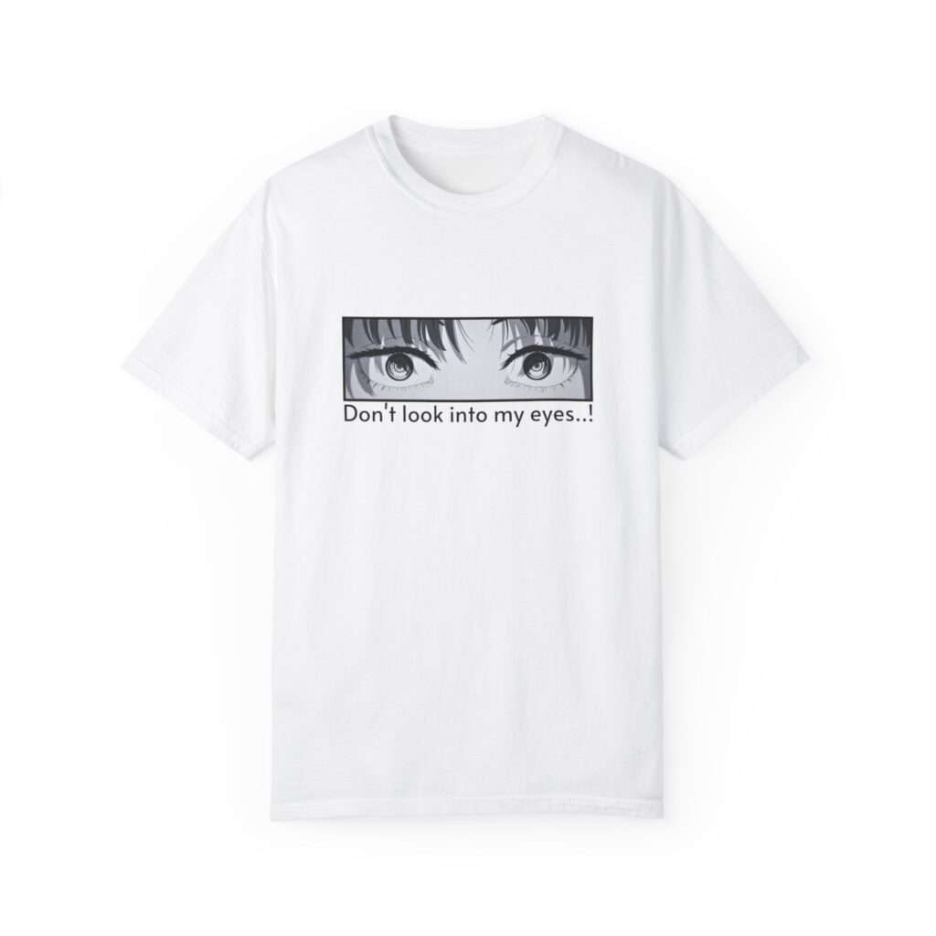 Read more about the article Makima Inspired Character Unisex Garment-Dyed T-shirt with ‘Don’t Look into my Eyes’ Quote