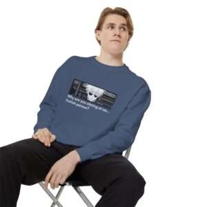 Read more about the article Gojo Satoru Character Design Unisex Garment-Dyed Sweatshirt with ‘Why are you staring at me, foolish person?’ Quote