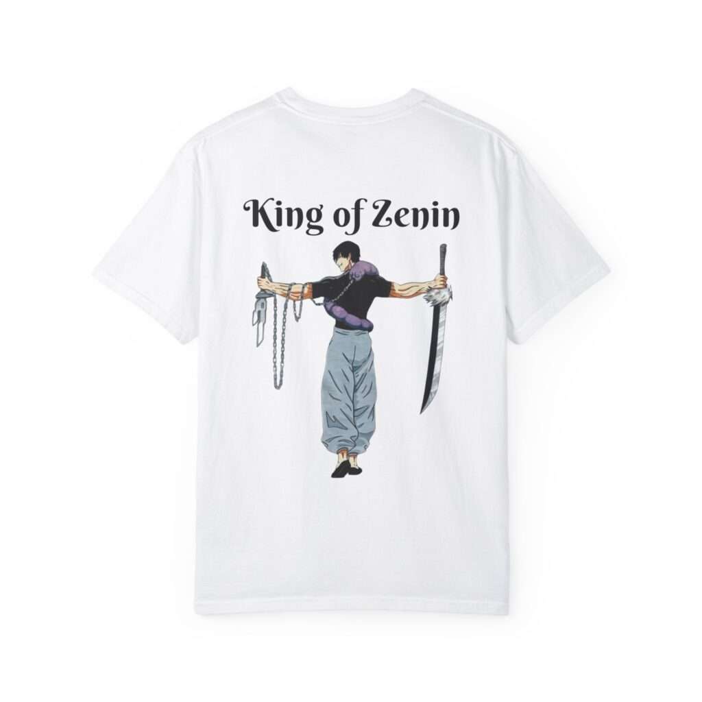 Read more about the article Magic Destroyer Fushiguro Toji Unique Character Design Unisex Garment-Dyed T-shirt with ‘King of Zenin’ Font