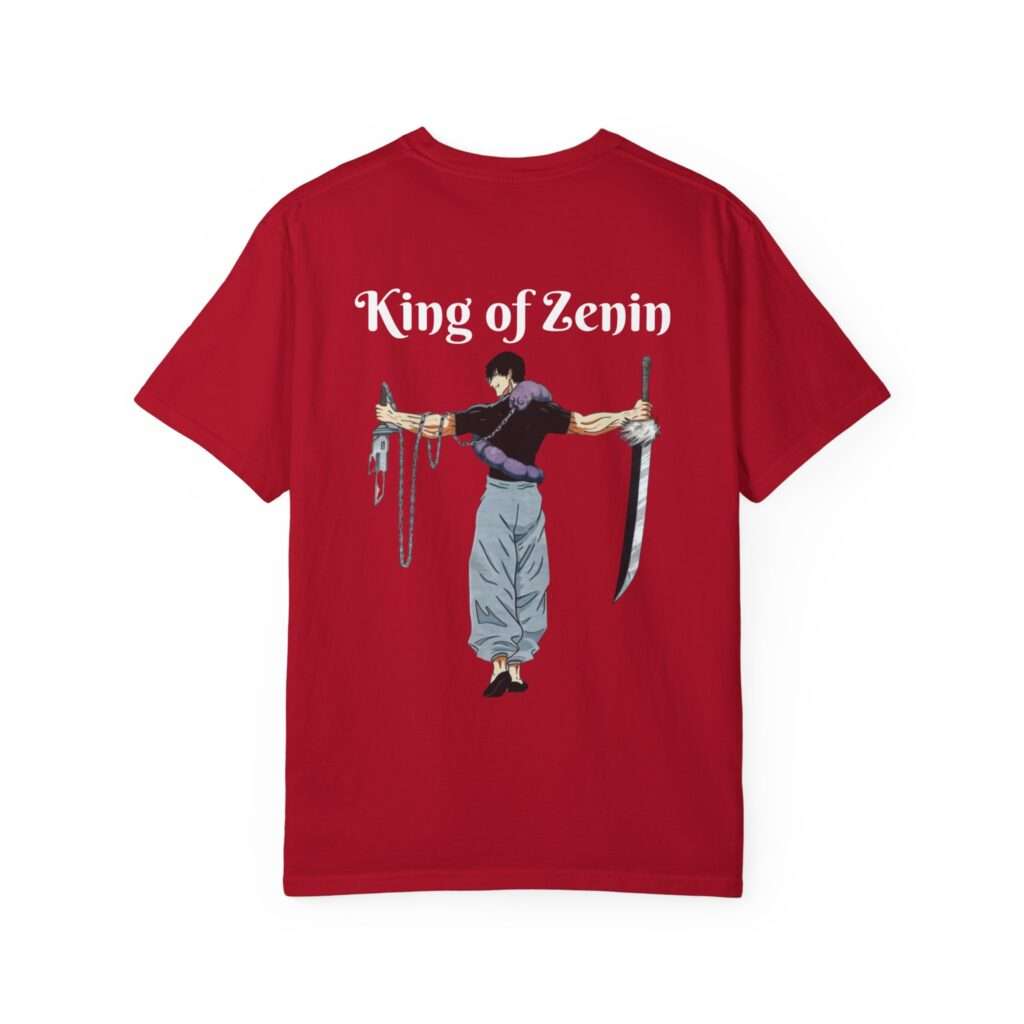 Read more about the article Magic Destroyer Toji Fushiguro Unique Character Design Unisex Garment-Dyed T-shirt with ‘King of Zenin’ Font