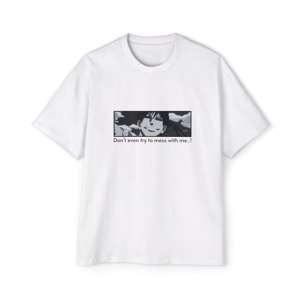 Read more about the article Fushiguro Toji Graphic Men’s Heavy Oversized Tee with ‘Don’t Even Try to Mess with Me’ Quote