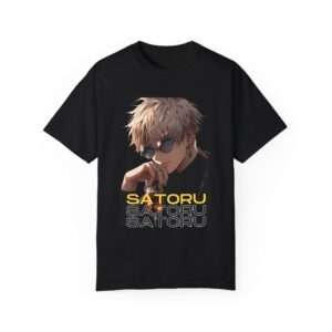 Read more about the article Gojo Satoru Iconic Design Unisex Garment-Dyed T-Shirt with Stylish ‘Satoru’ Font