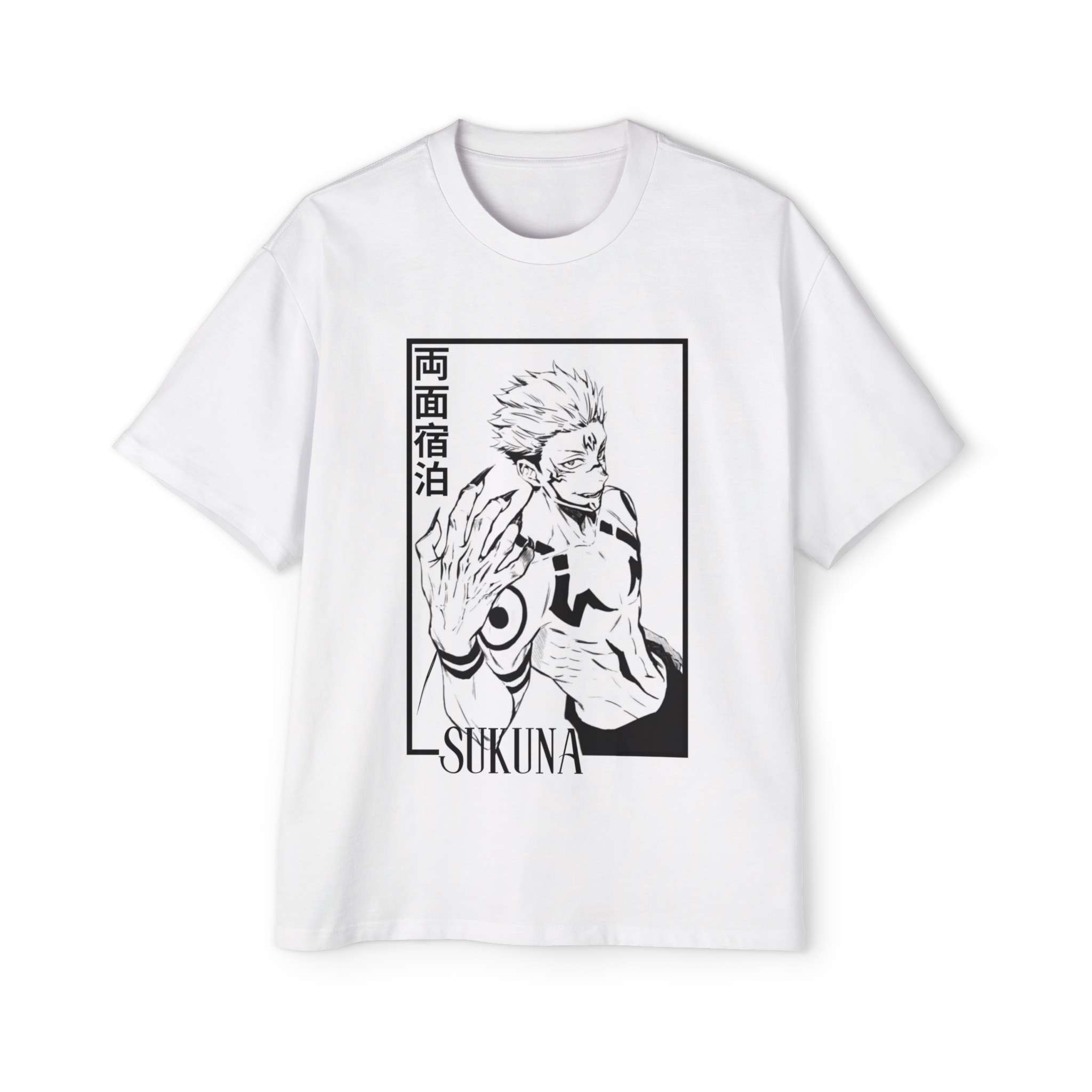 Men's Heavy Oversized Tee Featuring a Bold Sukuna Character Design