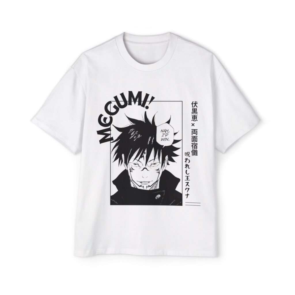 Read more about the article Stylish Megumi Fushiguro X Sukuna Design Men’s Heavy Oversized Tee – Premium Quality and Unique Artistry