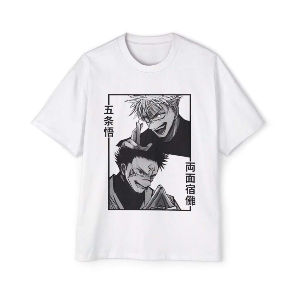 Read more about the article Sukuna x Gojo Dual Character Men’s Heavy Oversized Tee with Cool Stylish Design