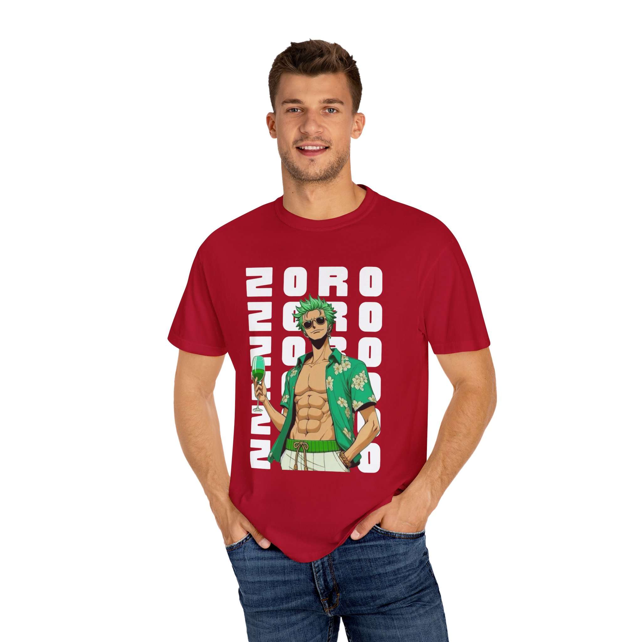 Roronoa Zoro Design Unisex Garment-Dyed T-Shirt with Stylish 'Zoro' Font