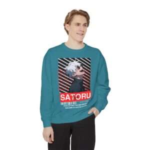 Read more about the article Stylish Gojo Satoru Unisex Garment-Dyed Sweatshirt with Satoru Font Design