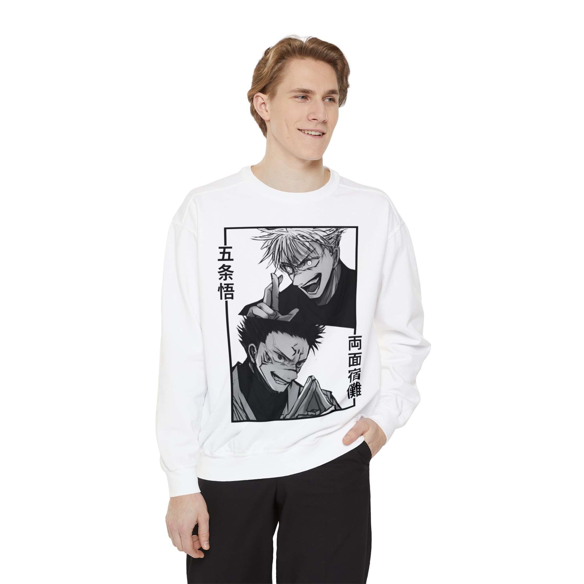 Sukuna x Gojo Unisex Garment-Dyed Sweatshirt with Cool Iconic Duo Design