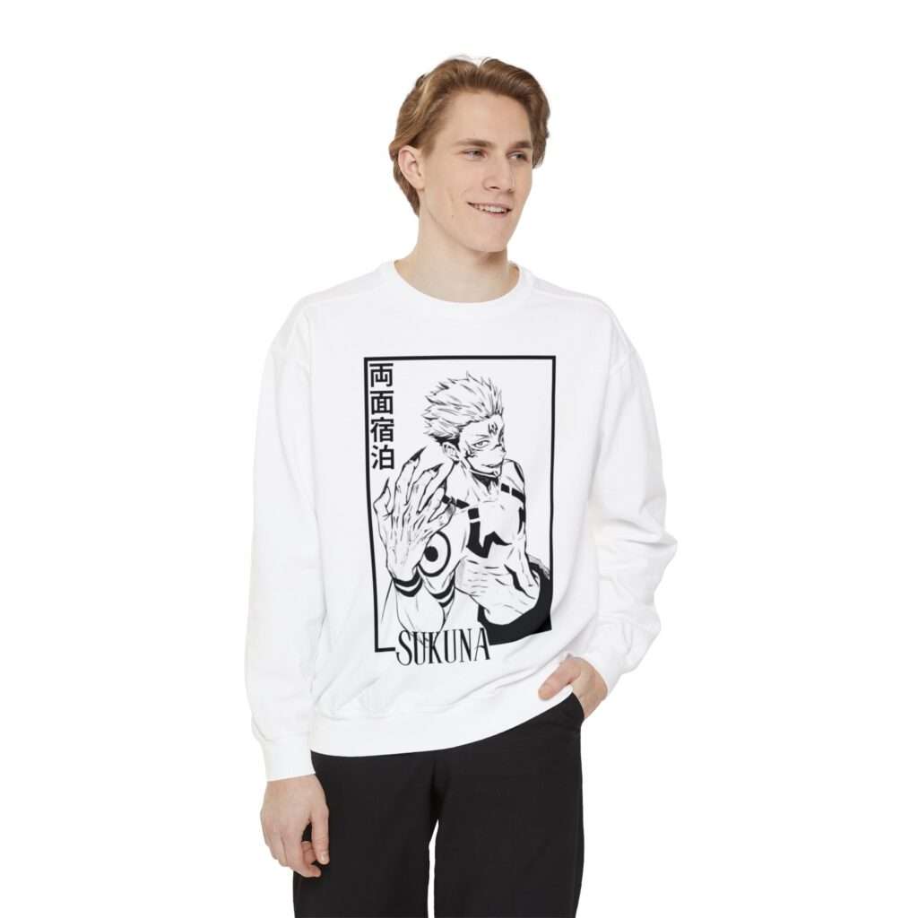 Read more about the article Stylish Sukuna Character Unisex Garment-Dyed Sweatshirt with Bold Font Design