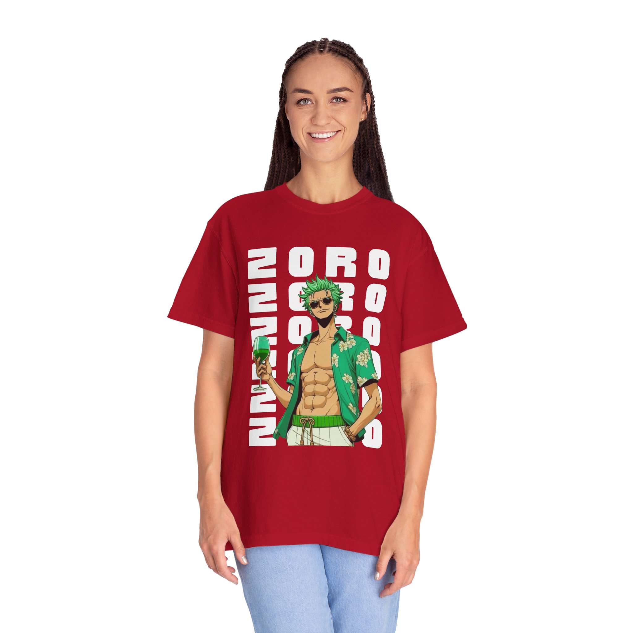 Roronoa Zoro Design Unisex Garment-Dyed T-Shirt with Stylish 'Zoro' Font