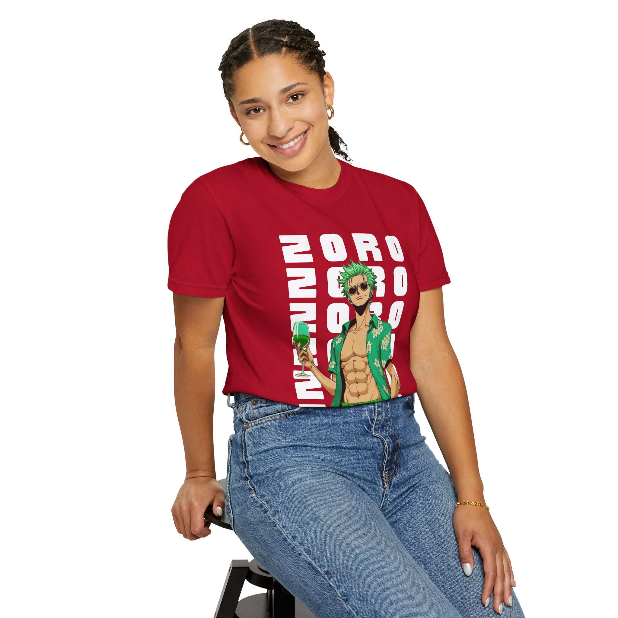 Roronoa Zoro Design Unisex Garment-Dyed T-Shirt with Stylish 'Zoro' Font