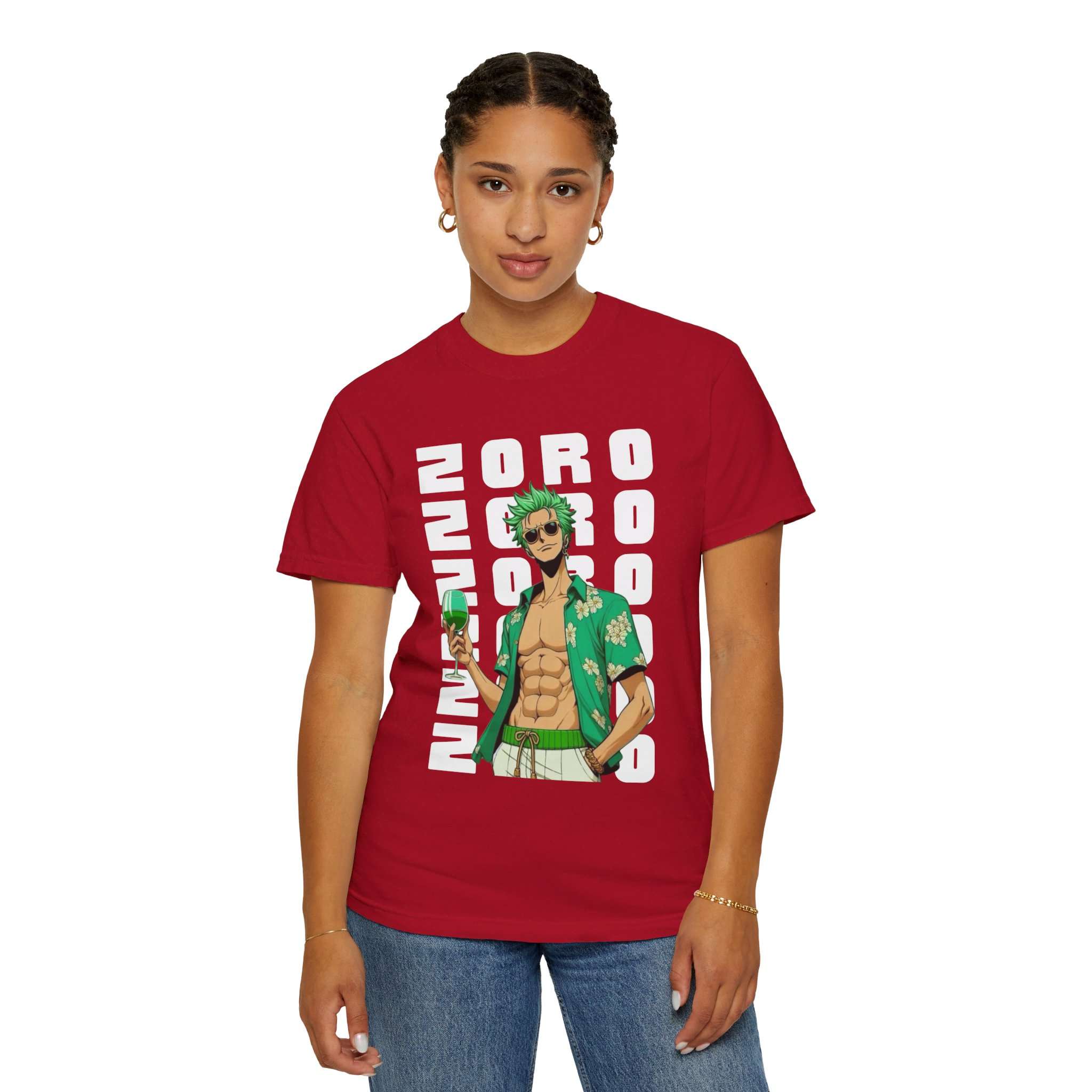 Roronoa Zoro Design Unisex Garment-Dyed T-Shirt with Stylish 'Zoro' Font