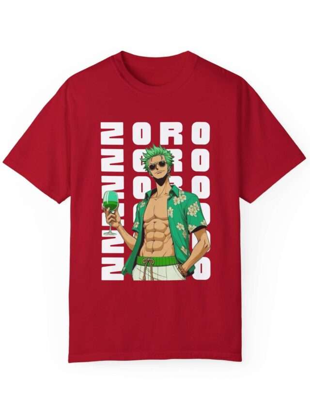 Read more about the article Roronoa Zoro Design Unisex Garment-Dyed T-Shirt with Stylish ‘Zoro’ Font