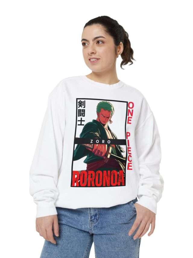 Read more about the article Roronoa Zoro Unisex Garment-Dyed Sweatshirt with Bold Design with Stylish Font