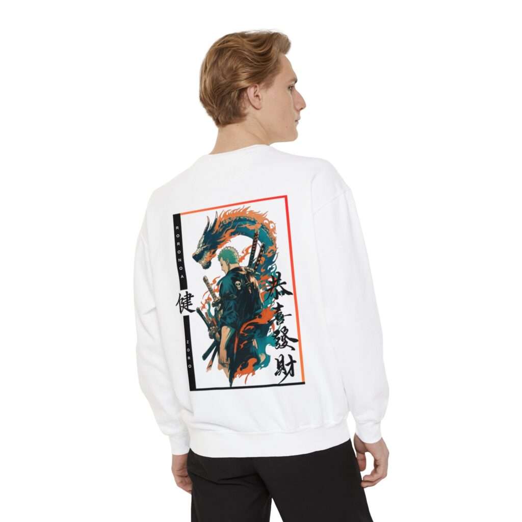 Read more about the article Zoro Unisex Garment-Dyed Sweatshirt with Stylish ‘Roronoa Zoro’ Font Design