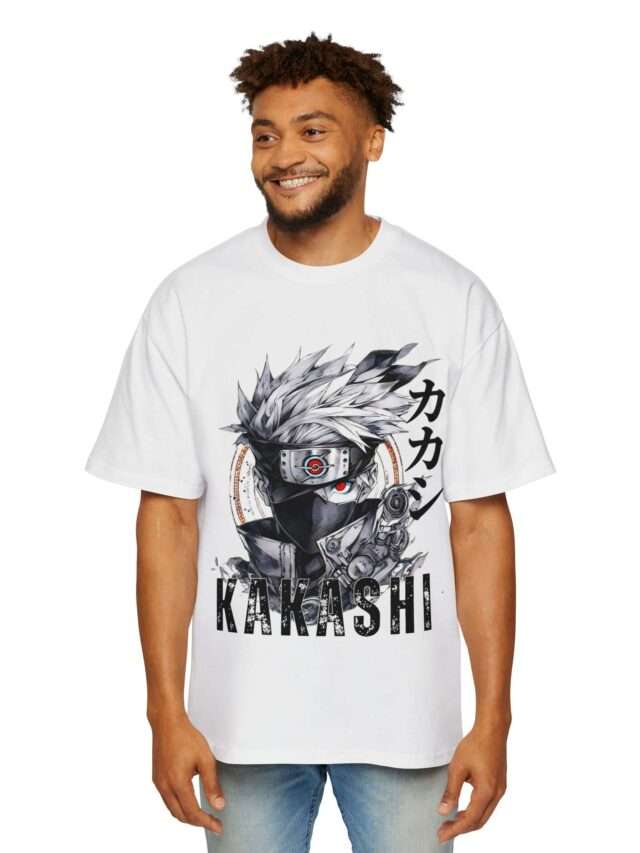 Read more about the article Stylish Kakashi Hatake Men’s Heavy Oversized Tee with Japanese Font Design